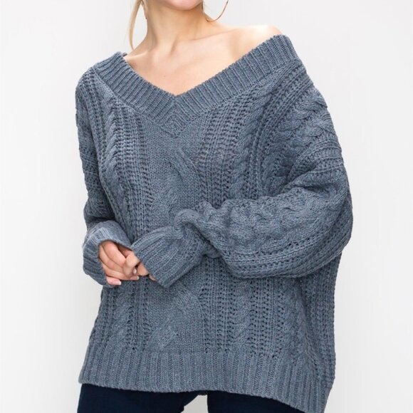 3 COLORS OPTIONS CABLE KNIT SWEATER - Picture 9 of 9